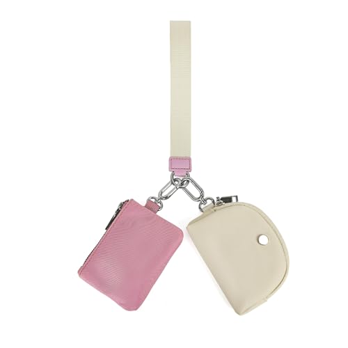 PITERIO Damentasche Nylon Mini Münzgeldbörse tragbar einfache handgehaltene Kartenetui rosa Taschen für Frauen, Cremefarben von PITERIO