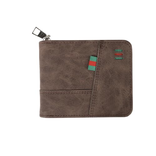 PITERIO Herren-Geldbörse, dunkelbraun, Reißverschluss, multifunktional, Kartenbeutel, Geldbeutel, Anti-Entmagnetisierung, Führerschein für Herren von PITERIO