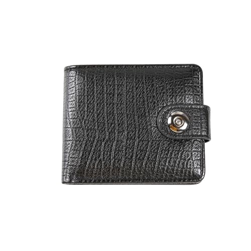 PITERIO Herren Geldbörse Schwarz Leder Retro Kurz Kartenetui PU Bifold Pocket Wallet Button Clip für Männer von PITERIO