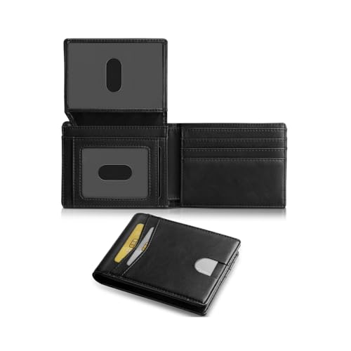 PITERIO Herren Geldklammer Leder Multifunktionale Kartentasche RFID Anti-Diebstahl Geld Swiping Wallet Schwarz Trifold Wallet für Männer von PITERIO