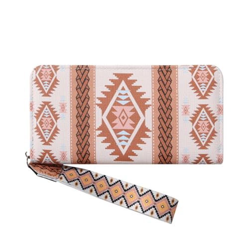 PITERIO WoMen's Purse Pink Bohemian Printed Large Capacity Wallet Coin Change Phone Case for Women von PITERIO