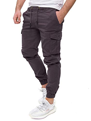 PITTMAN Darius - Herren Cargo Hosen Mit Seitentaschen - Männer Cargohose - Slim Fit Herrenhosen, Grau (Nine Iron 193908), W31/L32 von PITTMAN