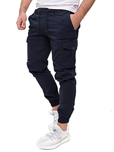 PITTMAN Darius - Baumwoll Cargo Hosen - Slim Fit Herren Cargohose - Stretch Cargojeans, Blau (Sky Captain 193922), W33/L34 von PITTMAN