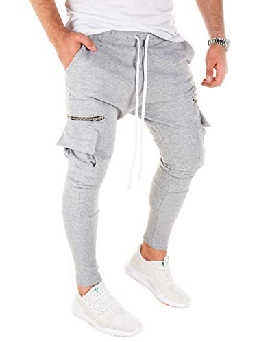PITTMAN Herren Cargo Jogginghose M457 - Männer Jogger Jogginghosen Slim Fit - Stylische Coole Joggers eng Jogg Pants, Grau (Mirage Gray 154703), L von PITTMAN