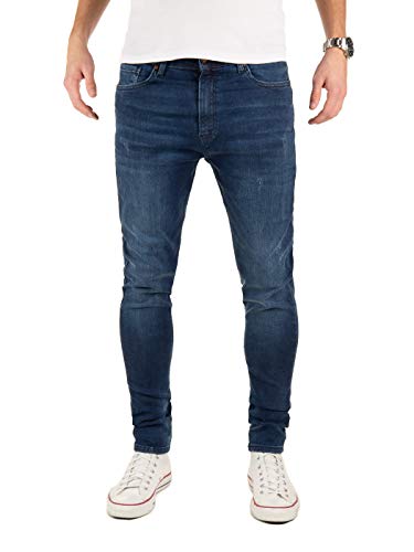 PITTMAN Herren Jeans M458 Look Slim fit - Blaue Skinny Männer Stretch Jeanshose Denim, Blau (Dress Blues 194024), W36/L32 von PITTMAN