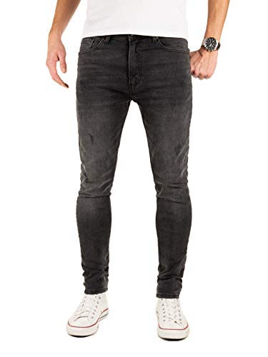 PITTMAN Herren Jeans M458 Look Slim fit - Graue Skinny Männer Stretch Jeanshose Denim, Grau (Asphalt 190201), W32/L32 von PITTMAN