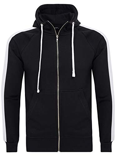 PITTMAN Retro Männer Sweatjacke Zipper Hoodie Sweatshirt Jungen Jacken Oversize Sweater Herren Pullover Kapapuzenjacke, Schwarz/Weiß (1601), XXL von PITTMAN