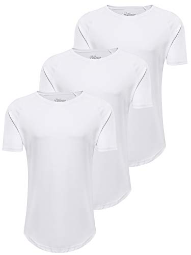 PITTMAN Herren T-Shirt 3er Pack Oversize Finn Sommer Rundhals Shirt Slim Fit Weiss Männer Tshirt weißes Kurzarm lang, Weiß (B. White 1106013), 6XL von PITTMAN