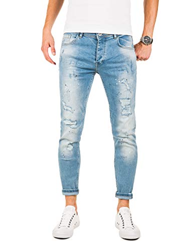 PITTMAN Jeans Skinny Fit M439 - Zerissene Jeans Herren - Blaue Hose eng Stretchjeans - Männer Strecht Hosen, Blau (Blue Denim), W31/L32 von PITTMAN