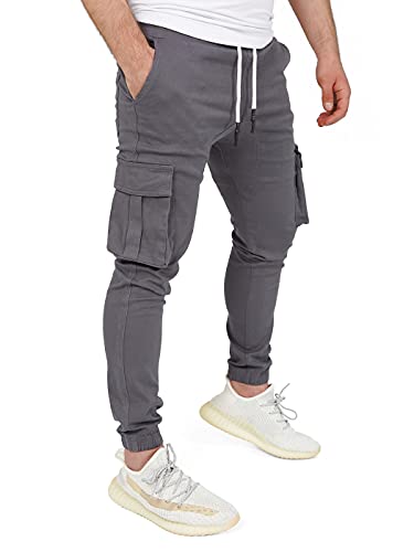 PITTMAN Jogginghose Cargo Herren Hose Bequem Cargohosen Männer Hosen Stretch Stoffhose Mit Taschen Giga, Braun (Espresso 191103), W28/L32 von PITTMAN