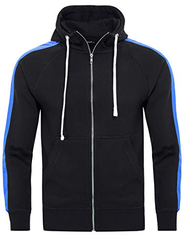 PITTMAN Retro Plus Size Männer Sweatjacke Zipper Hoodie Sweatshirt Jungen Jacken Sweater Herren Pullover Kapapuzenjacke, Schwarz/Blau (1603), XXL von PITTMAN