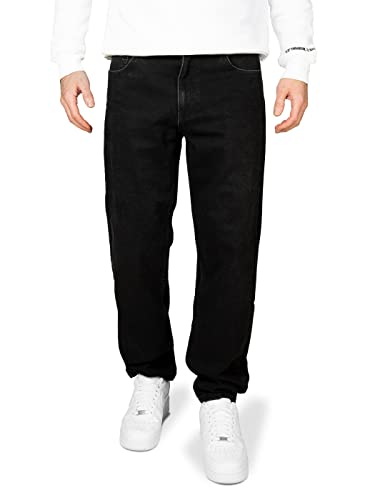 PITTMAN Titan - Schwarze Jeans Hose - Herren Denim Stoffhosen - Männer Jeanshose Loose Fit, Schwarz (Black 194008), W34/L34 von PITTMAN