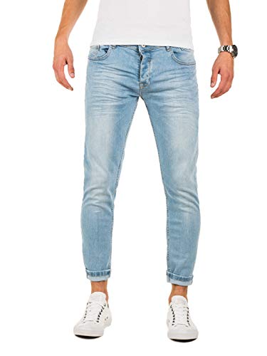 PITTMAN Zerrissene Jeans Skinny Fit M433 - Enge Jeanshose für Maenner - Blaue Hose eng Stretchjeans - Strech Hosen, Blau (Blue Denim), W30/L32 von PITTMAN