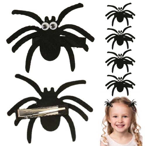 6pcs Spinnenhaarclip für Mädchen, 2, 4x2.4 Gothische Haarklammern, schwarze Stoffclips, dekorative Accessoires für Halloween, Dress-up, Cosplay-Spinnenclip von PIUpiuLIANG