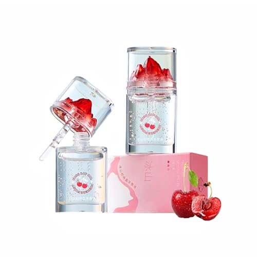 Cherry Lip Oil, Hydrating Lip Oil Transparent Lip Gloss Locks Glossy Moisturizing for Lightening Lip Lines Remove Dead Skin Prevent Dryness Nourishing Lip Glow Oil Day and Night Lip Care Serum von PIWINE