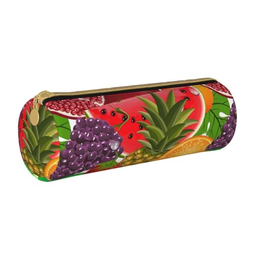 Exotische tropische Ananas-Federmäppchen, rundes Leder-Federmäppchen für Mädchen und Jungen, niedliches Stifteetui, Make-up-Tasche, ideales Geschenk für Schule, Büro und Reisen, Frische saftige von PIWINE