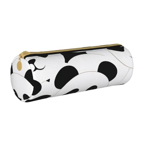 Federmäppchen aus Leder, rund, Schwein, für Mädchen und Jungen, niedliches Stifteetui, Make-up-Tasche, ideales Geschenk für Schule, Büro und Reisen, panda, Einheitsgröße, Schulranzen von PIWINE