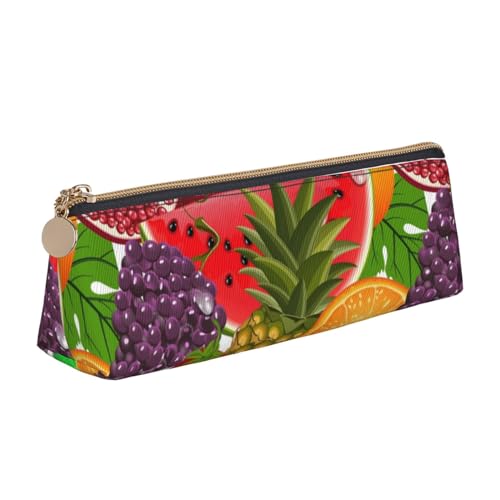 Federmäppchen aus Leder mit exotischer tropischer Ananas-Dreiecksform für Mädchen und Jungen, niedliches Stifteetui, Make-up-Tasche, ideales Geschenk für Schule, Büro und Reisen, Frische saftige von PIWINE