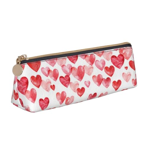 Federmäppchen für Angelköder, dreieckig, Leder, für Mädchen und Jungen, niedliches Stifteetui, Make-up-Tasche, ideales Geschenk für Schule, Büro und Reisen, Falling Red Hearts, Einheitsgröße, von PIWINE