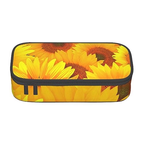 Federmäppchen für Mädchen und Jungen, großes Fassungsvermögen, niedliches Stiftetui, Make-up-Tasche, ideales Geschenk für Schule, Büro und Reisen, Gelbe Sonnenblume, Einheitsgröße, Schulranzen von PIWINE