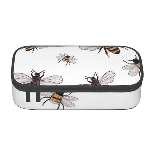 Federmäppchen mit Camouflage-Muster für Mädchen und Jungen, großes Fassungsvermögen, niedliches Stiftetui, Make-up-Tasche, ideales Geschenk für Schule, Büro und Reisen, Lustige Bienen, Einheitsgröße, von PIWINE