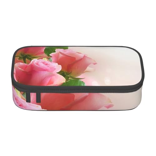 Federmäppchen mit Hasenmotiv für Mädchen und Jungen, großes Fassungsvermögen, niedliches Stifteetui, Make-up-Tasche, ideales Geschenk für Schule, Büro und Reisen, Rosa Rosen, Einheitsgröße, von PIWINE