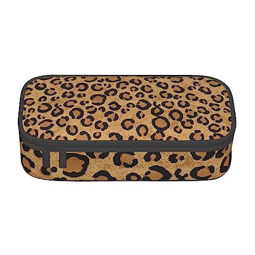 Federmäppchen mit wildem Leopardenmotiv, für Mädchen und Jungen, großes Fassungsvermögen, niedliches Stifteetui, Make-up-Tasche, ideales Geschenk für Schule, Büro und Reisen, Wild Leopard Animal, von PIWINE