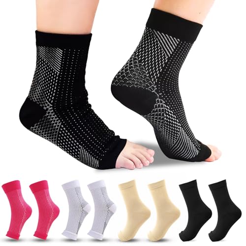 PIWOSGOL 5 Paar Orthopädische Kompressionssocken Damen Herren, Plantarfasziitis Socken Sprunggelenkbandage für Nervenschäden Schmerzen Füßen, Knöchelgicht,Plantar Fasciitis Relie von PIWOSGOL