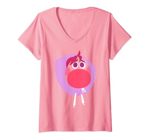 Damen Disney and Pixar’s Inside Out 2 Embarrassment Big Face T-Shirt mit V-Ausschnitt von Disney Pixar