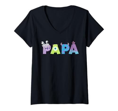 Damen Disney and Pixar's Monsters, Inc. Papa Father's Day Birthday T-Shirt mit V-Ausschnitt von PIXAR