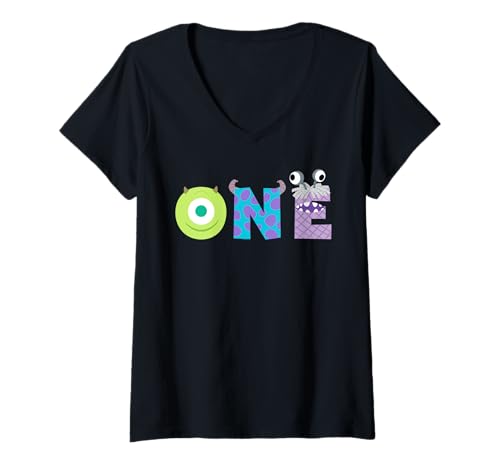 Damen Disney & Pixar's Monsters, Inc. Numbers 1st First Birthday T-Shirt mit V-Ausschnitt von PIXAR