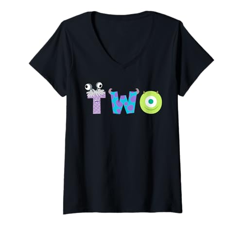 Damen Disney & Pixar's Monsters, Inc. Numbers 2nd Second Birthday T-Shirt mit V-Ausschnitt von PIXAR