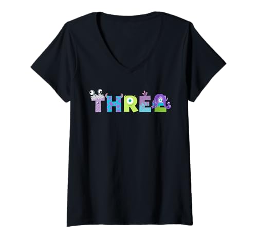 Damen Disney & Pixar's Monsters, Inc. Numbers 3rd Third Birthday T-Shirt mit V-Ausschnitt von PIXAR
