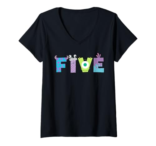 Damen Disney & Pixar's Monsters, Inc. Numbers 5th Fifth Birthday T-Shirt mit V-Ausschnitt von PIXAR