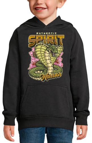 PIXEL EVOLUTION Kapuzen-Sweatshirt Cobra – Schlange Authentic Spirit Warrior Kinder, Schwarz , 10 Jahre von PIXEL EVOLUTION