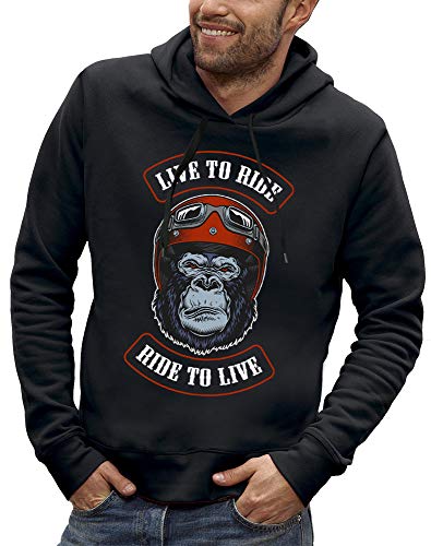 PIXEL EVOLUTION Kapuzenpullover Monkey AFF Bikers - Herren - größe L - Schwarz von PIXEL EVOLUTION