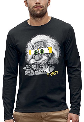 PIXEL EVOLUTION Langarmshirt Albert Einstein Herren - größe S - Schwarz von PIXEL EVOLUTION