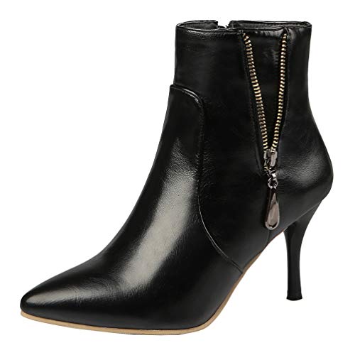 PIXIEFOOT Knöchelstiefel Damen High Heels Stiefeletten Spitz Ankle Boots Stiletto Kurzstiefel Damen mit Reißverschluss 8cm Absatz von PIXIEFOOT