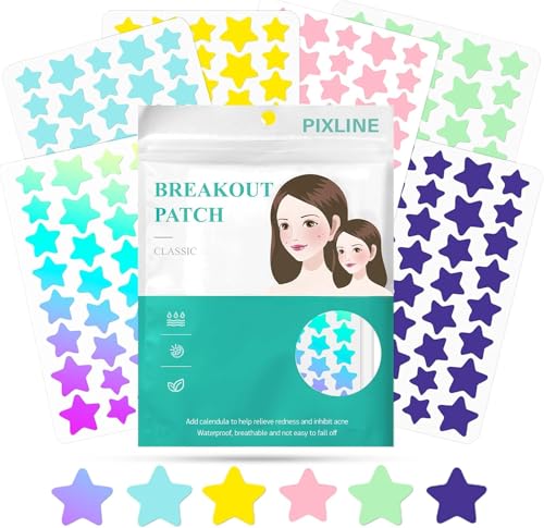 Pimple Patches Pickel Patch Star, Anti Pickel Patches Hydrokolloid Pflaster, Acne Patch mit Teebaumöl Salicylsäure, Tag und Nacht 2-In-1 Verwenden Wasserdicht Atmungsaktiv(Stern 240 Stück) von PIXLINE