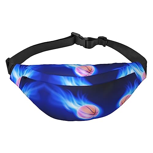 Abstrakte Wissenschaft Chemie Bauchtasche für Männer und Frauen, Crossbody-Taillentasche, große Umhängetasche, mit verstellbaren Gürteln, Blue Fire Basketball Ball, Einheitsgröße von PIXOLE