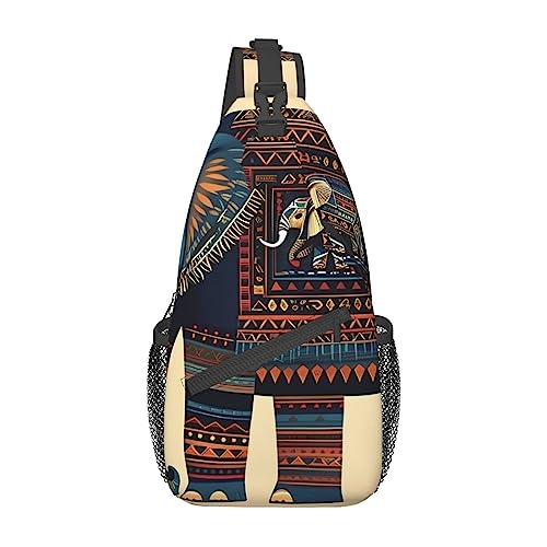 Ballroom Dance Small Pattern Print Schultertasche, Crossbody Sling Rucksack, Sling Bag Brusttasche, Tagesrucksack für Damen Herren Reisen Wandern, Azteken-Elefant, Einheitsgröße von PIXOLE