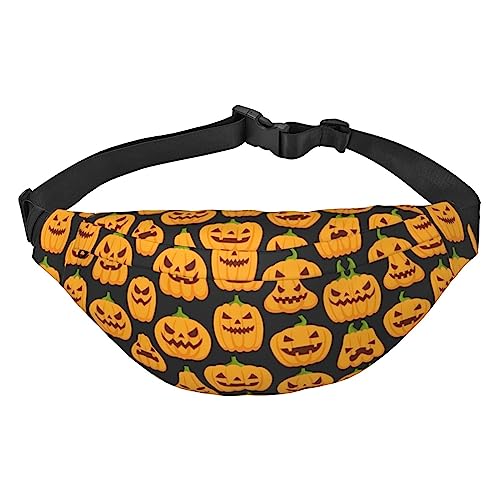 Bauchtasche mit Fledermausmuster für Herren und Damen, Crossbody-Tasche, große Umhängetasche, mit verstellbaren Gürteln, Halloween-Kürbis-Muster, Einheitsgröße von PIXOLE