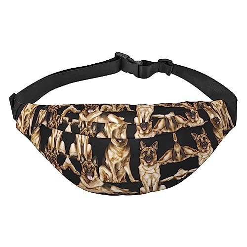 Bauchtasche mit Seestern- und Muschelmuster für Herren und Damen, Crossbody-Tasche, große Umhängetasche, mit verstellbaren Gürteln, Deutscher Schäferhund, Einheitsgröße von PIXOLE