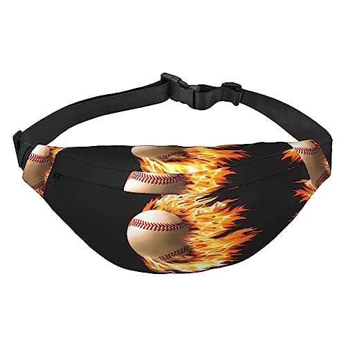 Bauchtasche mit französischem Pudel für Männer und Frauen, Crossbody-Tasche, große Umhängetasche, mit verstellbaren Gürteln, Fire Baseball, Einheitsgröße von PIXOLE