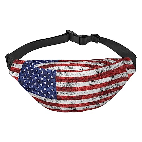 Bauchtasche mit violetten Lilienblüten für Herren und Damen, Crossbody-Taillentasche, große Umhängetasche, mit verstellbaren Gürteln, Amerikanische Flagge Independence Vourth of Juli, Einheitsgröße von PIXOLE