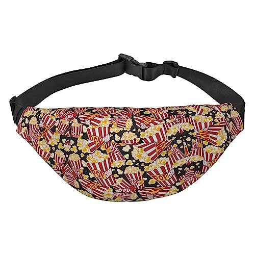 Bunte Schmetterlings-Gürteltasche für Männer und Frauen, Crossbody-Taillentasche, große Umhängetasche, mit verstellbaren Gürteln, Popcorn-Druck, Einheitsgröße von PIXOLE