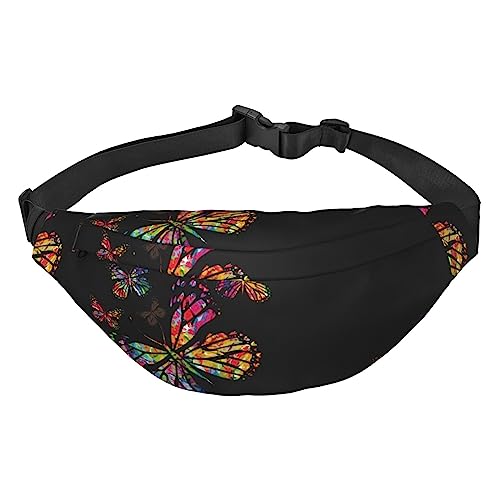 Bunte Schmetterlings-Gürteltasche für Männer und Frauen, Crossbody-Taillentasche, große Umhängetasche, mit verstellbaren Gürteln, Schmetterling, Einheitsgröße von PIXOLE