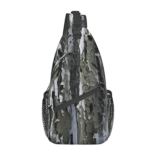 Cold Tree Camouflage Print Schultertasche, Crossbody Sling Rucksack, Sling Bag Brusttasche, Tagesrucksack für Damen Herren Reisen Wandern, Cold Tree Camouflage, Einheitsgröße von PIXOLE