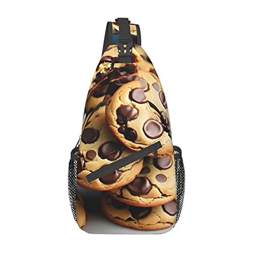 Cookies Food Chocolate Chips Biscuits Print Schultertasche, Crossbody Sling Rucksack, Sling Bag Brusttasche, Tagesrucksack für Damen Herren Reisen Wandern, Cookies Food Chocolate Chips Kekse, Einheitsgröße von PIXOLE