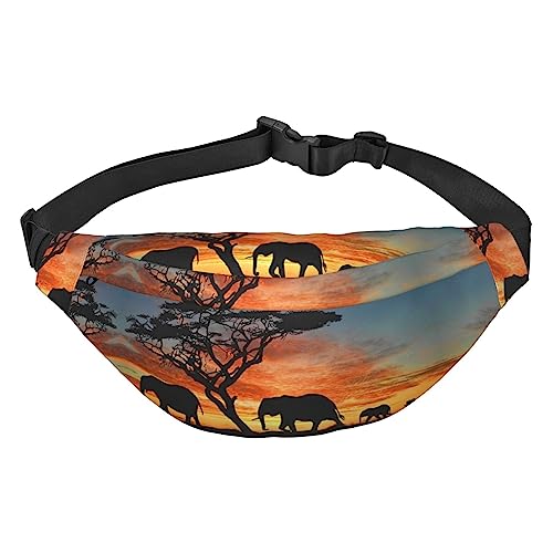 Eisbär-Bauchtasche für Herren und Damen, Crossbody-Taillentasche, große Umhängetasche, mit verstellbaren Gürteln, Afrikanischer Elefant, Einheitsgröße von PIXOLE